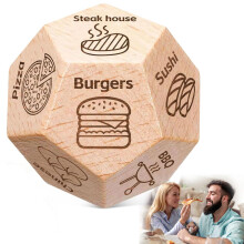 vecora 12 Sided Wooden Food Decision Dice,Food Dice for Her Him Couples Gift Ideas,2026, Date Night Dice With 12 Food Patterns for Boyfriend Girlfrie
