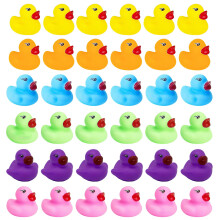 36 Pcs Mini Rubber Ducks, Rubber Ducks Multipack Yellow Orange Pink Blue Green Purple, Squeaking Floating Bath Toys for Kids, Great for Bath Time Par