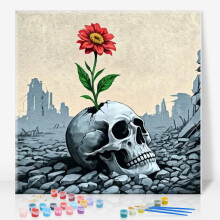 GEEHEIY Paint by Numbers for Adults with Frame, Skull Easy Framed Paint by Numbers Kits on Canvas for Beginner, Skeleton DIY Acrylic Oil Adult Painti