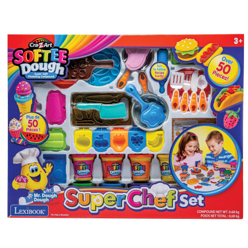 LEXIBOOK, Soft and Malleable Modeling Clay Set Super Chef, CRDOUGH16 1