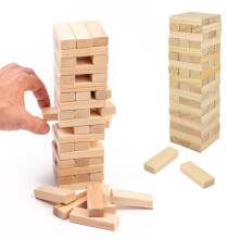 FNA FASHIONS Classic Wooden Tumbling Tower Game - 54 wooden stacking game for Kids, Indoor/Outdoor Party Fun, Hand-Eye Coordination, Strategy & React