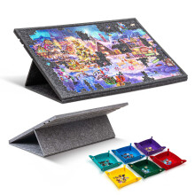 Jigpal Tilting Jigsaw Puzzle Board with 2-in-1 Stand and Cover, Lightweight Felt Jigsaw Storage Table with 3 Angle Adjustable, 6 Sorting Trays for Pu