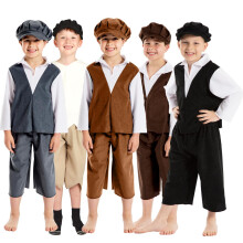 Charlie Crow Archie Victorian Boy Costume for Kids 5-7 Years. Grey & White.