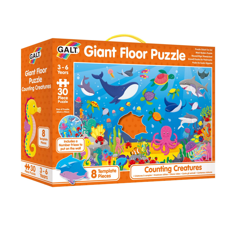 Galt Toys, Giant Floor Puzzle - Counting Creatures, Floor Puzzles For Kids, Ages 3 Years Plus Black