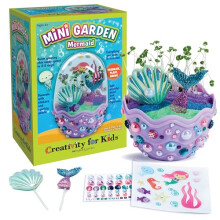 Creativity for Kids Mini Garden Mermaid Kit - Grow Your Own Chia Seed Garden in 3-5 Days with Colorful Sand, Stickers, Sparkly Pearls & Mermaid Figur