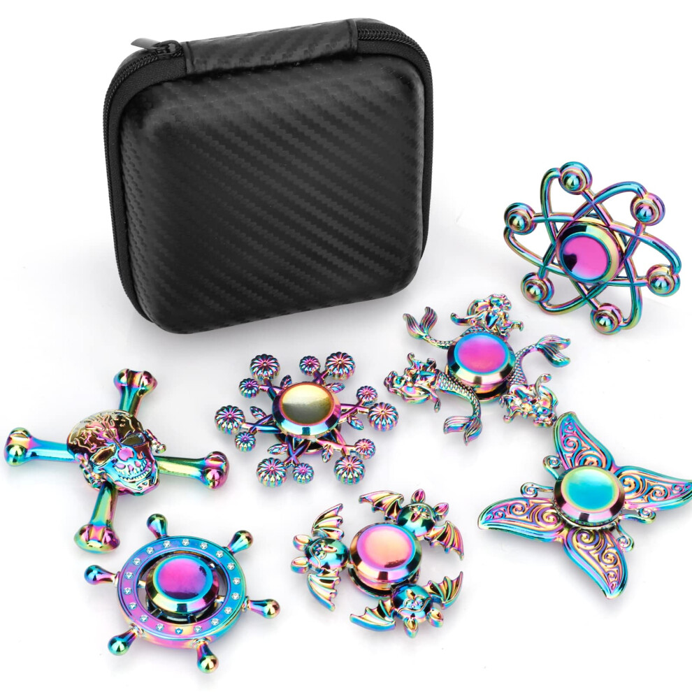 Dilabnda 7Pcs Fidget Spinners Bulk Toys Stocking Stuffers For Teen Girls Boys Adults, Metal Hand Fidget Toy Fingertip Gatget Gyro Gift For Stress Relief Class