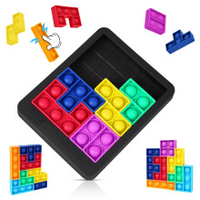 Ainiv Educational Learning Puzzle Intelligence Fidget Toys, Silicone Push Pop Bubble Toys,Pop Brain Teasers Toy, Jigsaw Building Blocks Game Board Ki