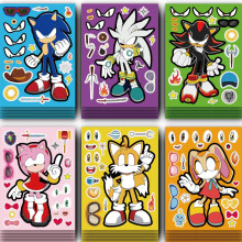 24 Pcs Sonic Face Stickers Sheets for Children Party Bags, Make Your Own Stickers Characters DIY Stickers for Kids Party Favor Supplies Craft