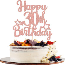 SYKYCTCY 1 Pack Happy 30th Birthday Cake Topper Glitter Star 30 Fabulous Cake Pick Cheers to 30 Cake Decorations for Children 30th Birthday Theme Par