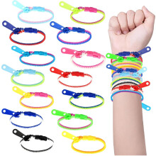 20pcs Friendship Fidget Zipper Bracelets - Sensory Play & Stress Relief for Kids and Adults, Assorted Colors