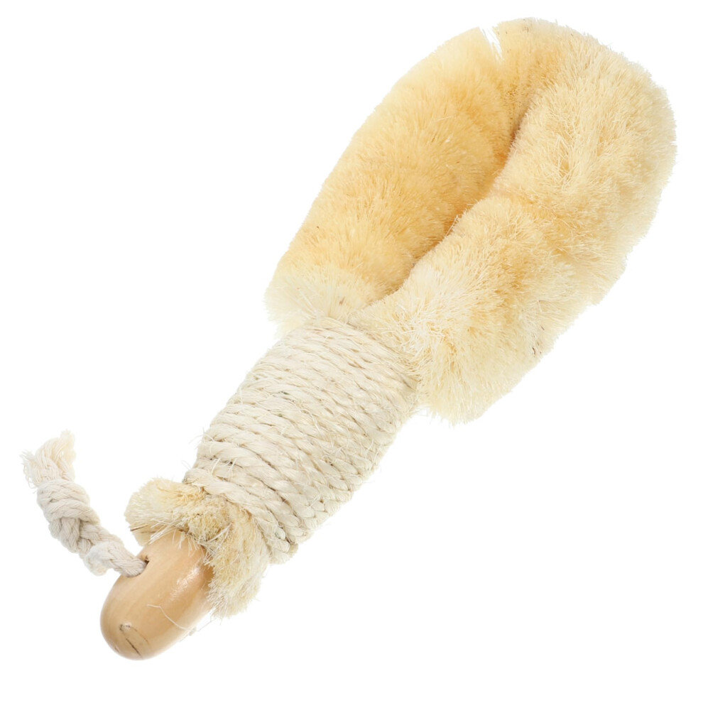 Shower Brush with Natural Sisal Bristles, Body Exfoliating Brush, Wooden Handle for Dry and Wet Use
