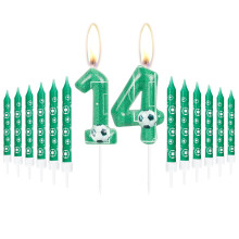 Birthday Number Candles, Football Birthday Number Candles, Green Number Cake Candles with 27 Extension Rods, Party Decorations for Unforgettable Cele