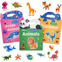 ASTARON 3 Pack Reusable Sticker Books for Toddlers, Portable Travel Toys Car Plane Activities for Kids 3+, Educational Sensory Learning Toy Birthday