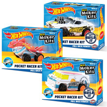 BLADEZ Hot Wheels Toyz Pocket Racer Maker Kitz 3 Pack - Build & Race Mini Cars - Pull-Back Motors for Turbo Performance & Easy Snap-Fit Assembly - Wo