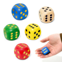 5 Pcs Large Wooden Dice 30mm,5 Colors Wooden Six Sided Dice Standard 6 Sided Dices,Round Edge Colorful Dice Set for Board Game Classroom Instruction