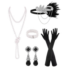PLULON 6 Pcs 1920s Flapper Accessories for Women, Great Gatsby Flapper Accessories Fashion Roaring 20s Costume for Women