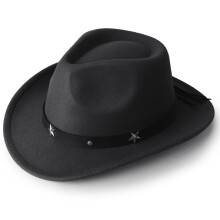 DRESHOW Cowboy Cowgirl Hat for Boys Girls Classic Western Felt Fedora Belt Buckle Retro Panama Hats Unisex Rolled up Caps for Kids 4-12 Years