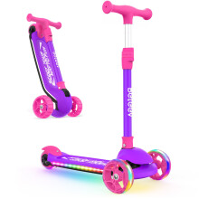 BELEEV Scooter for Kids with Light-Up Wheels & Deck, 3 Wheel FoldingScooter for Toddlers Girls Boys, 4 Adjustable Height, Non-Slip Pattern Deck, KidS