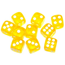 SmartDealsPro 10-Pack D6 Six Sided 16mm Transparent Dice Die for DND, MTG, RPG, Tenzi, Yahtze, Bunco, Table Borad Games, Math Teaching (Yellow Transl