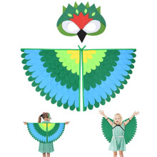 URAQT Felt Bird Capes Wings, Kid Bird Wing Costume Set with Felt Eye Mask, Adjustable Fairy Bird Fancy Dress Up Peacock Flamingo Cape Costume for The