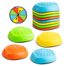 Toyrific Stepping Stones Balance Game - 8 Stackable Pieces, Sensory Stones, Non-Slip with Spinner and Games, Indoor and Outdoor Play Toy for Kids, Ho
