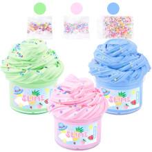 3 Pack Butter Slime Kit for Kids, Blue, Green, Pink Butter Slime for Girls and Boys with Cute Charms & Add-ins, Soft & No-Sticky, Stretchy, Birthday