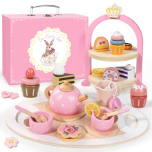 Tea Party Set for Little Girls, 49PCS Princess Tea Time Toys Including Tea Set Dessert Carrying Case, Kids Kitchen Pretend Playset, Tea Set for Girls