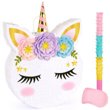 WERNNSAI Unicorn Pinata Unicorn Party Supplies Pinata w/ Stick and Blindfold Girls Kids Birthday Party Game Anniversary Celebration Classroom Activit