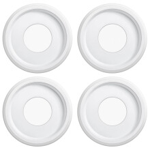 4 Pack White Round PU Ceiling Medallions 9.75 Inch for Light Fixtures and Fans, Elegant Decor