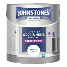 Johnstone's - Wood & Metal Paint - Satin Finish - Brilliant White - 2.5L - Water