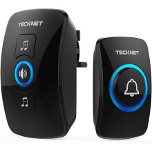 TECKNET Wireless Doorbell, IP65 Waterproof Wall Plug-in Door Bells Wireless Cordless Chime Kit at 1300-feet Range, 60 Chimes & 5 Level Volume, Batter