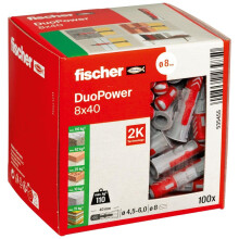 Fischer DUOPOWER 8 x 40 LD (100 Stück, Universaldübel für eine Vielzahl von Baus