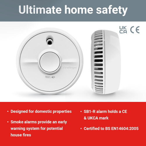 Fireangel FireAngel SB1R Optical Smoke Alarm Detector Toast Proof Replaceable Ba 1