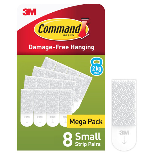 Command Small Picture Hanging Strips Value Pack  8 Pairs 16 Strips Adhesive