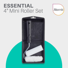 Harris Essentials Mini Roller Set Walls Ceilings Tray and Frame 4” Em