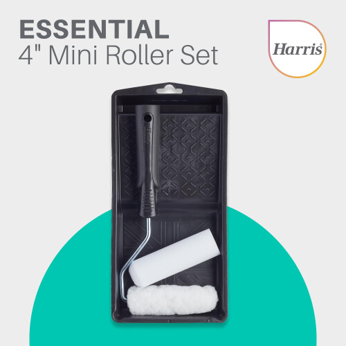 Harris Harris Essentials Mini Roller Set Walls  Ceilings Tray and Frame 4” Em