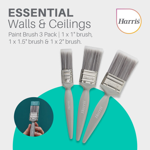 Harris Harris Essentials Walls & Ceilings Paint Brushes, 3 Brush Pack, 1", 1.5", 2" 1