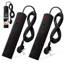 Wolf Power 4 Way Extension Lead, 2 Metre Extension Cable with UK 3 Pin Plug, Multi Socket Power Strip, Wall Mountable, Suitable for Home