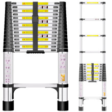 Telescopic Ladder, 4.4M Stainless Steel Thickened High-Strength Ladder with Non-