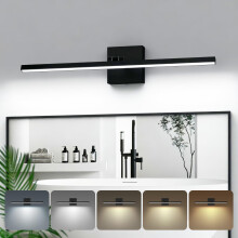24 Inch Dimmable LED Vanity Light, Modern Black Bathroom Mirror Light, 5CCT, 120 Adjustable, IP44