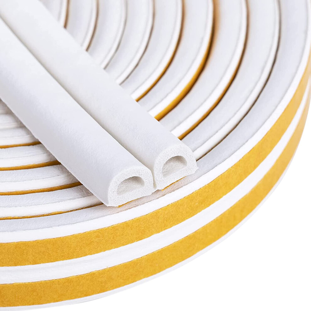 Draught Excluder Tape For Door Window, Self-Adhesive Weather Stripping, 10M Type D Sealing Foam Tape Strip Against Cold Draught/Anti-Collision/Soundp 5415749179279