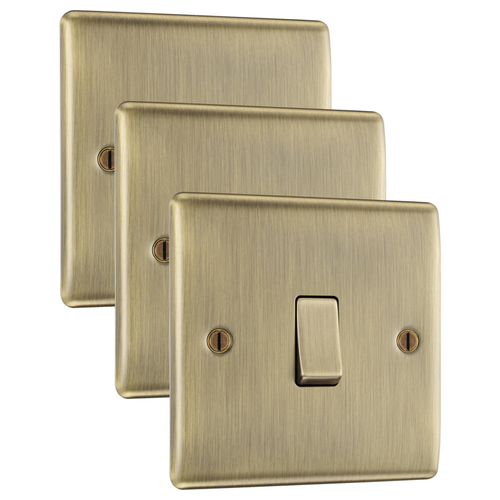 Bg Electrical Single Light Switch Antique Brass Intermediate 10Ax Pack Of 3 4698200032264