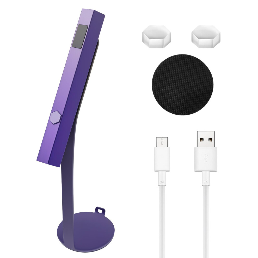 Purple Portable Mini Nail Lamp With Stand, Usb Rechargeable Gel Nail Dryer, 360 Rotation