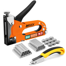 AECCN 3 in 1 Heavy Duty Staple Nail Steel Gun Kit with 2100 Staples, Upholstery Stapler for Fixing Material, Decoration, Carpentry, Furniture