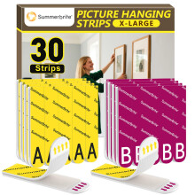 Summerbrite Picture Hanging Strips Heavy Duty 15 Pairs(30 Strips,XL),Damage Free Hanging Adhesive Strips,Mounting Tapes Removable,No Nails for Pictur