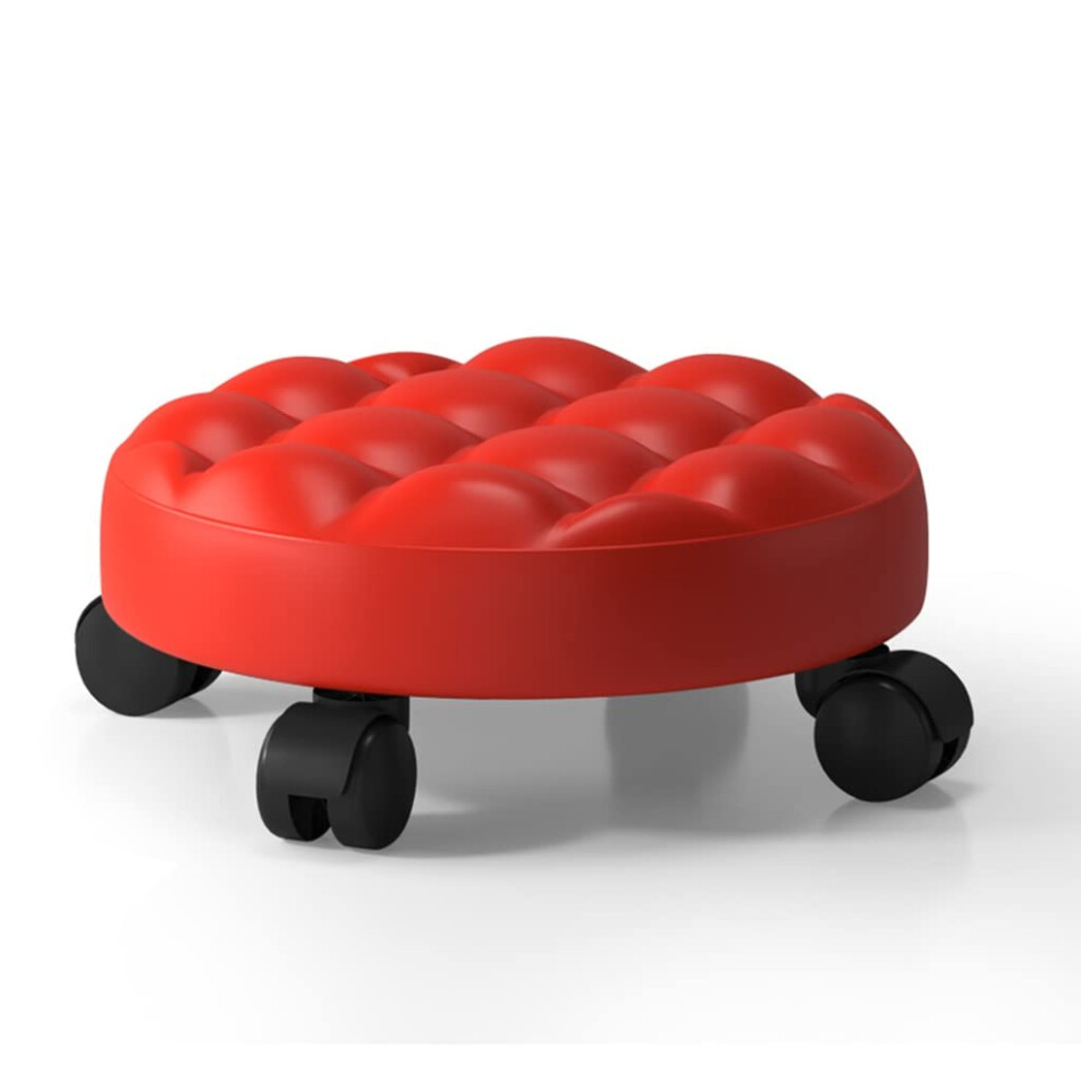 Rolling Stool With 360 Swivel Wheels, Low Height Pu Leather Seat For Garage, Office Or 9174973536048