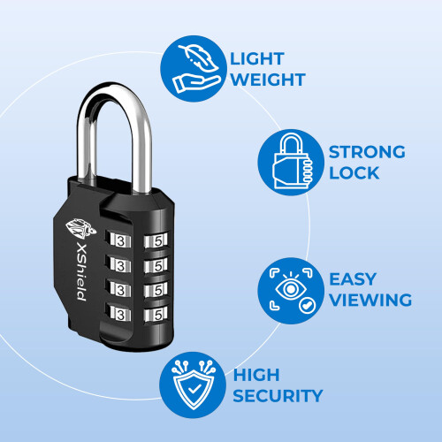 XShield 4Digit Combination Padlock  HeavyDuty Keyless Lock with 10000 Code 1