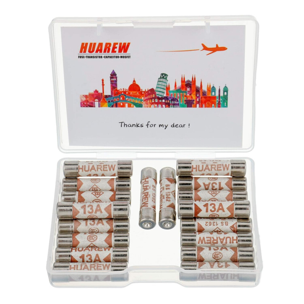Huarew 20 Pcs 13A 240V 6.3X25 Mm Bs1362 0.248X0.984 Inch Ceramic Tube Fuses 5009324027132