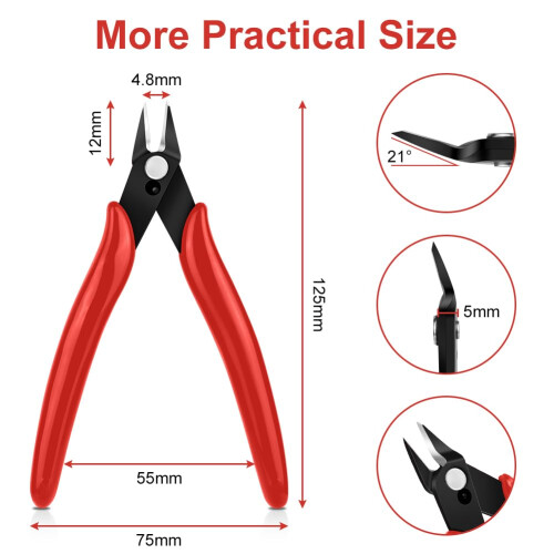 Ainiv 2PCS Micro Wire Cutter, Side Cutting Pliers Flush Cutters - Red 2
