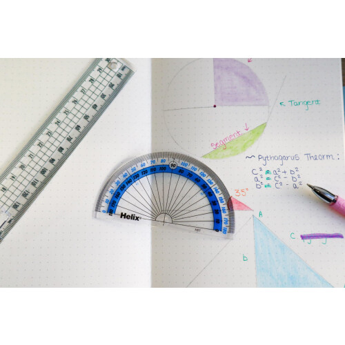Helix 10cm 180 Degree Clear Protractor H01010 1